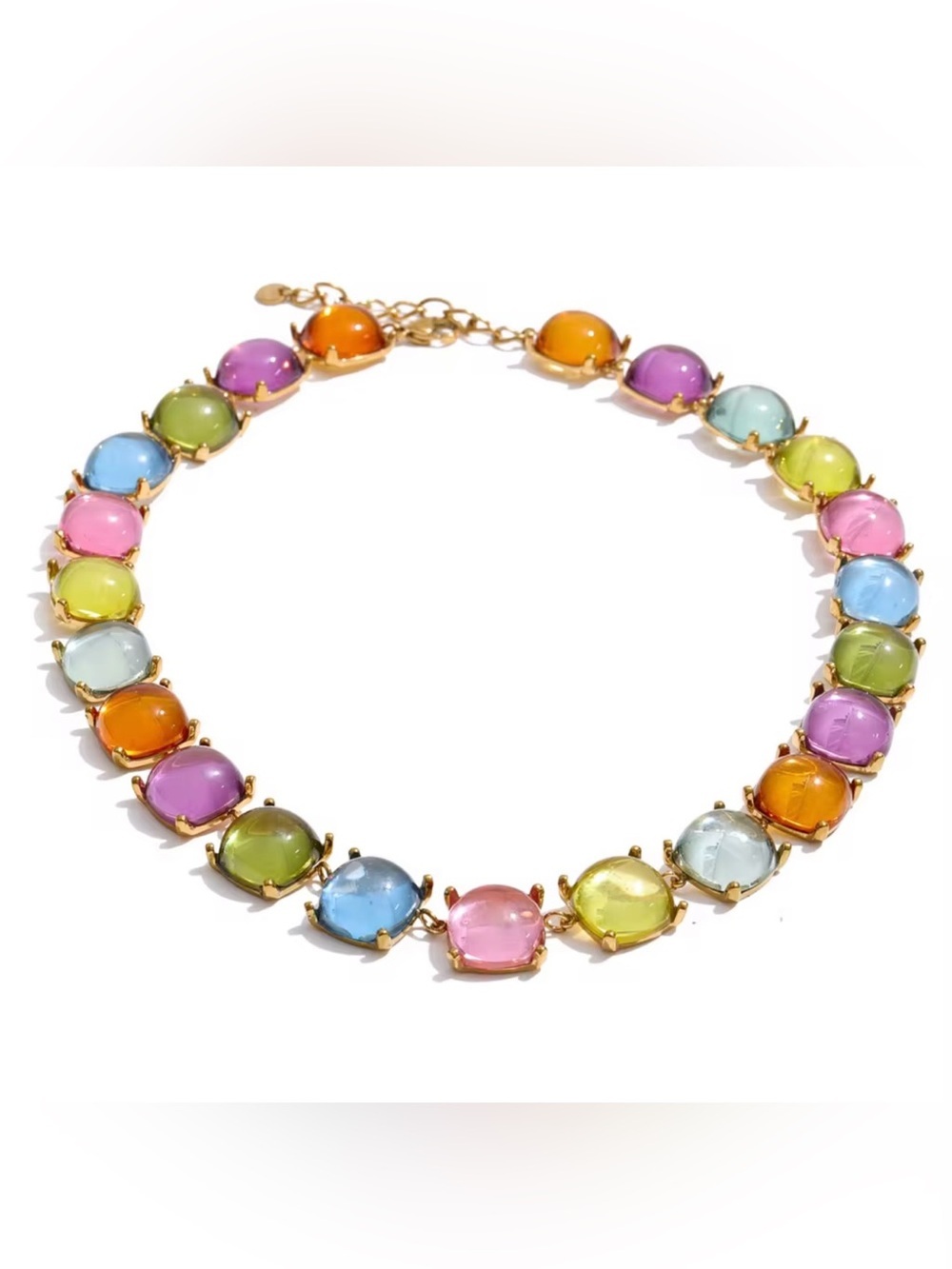 Rainbow Candy Gem Statement Necklace | Colorful Gold Plated Necklace